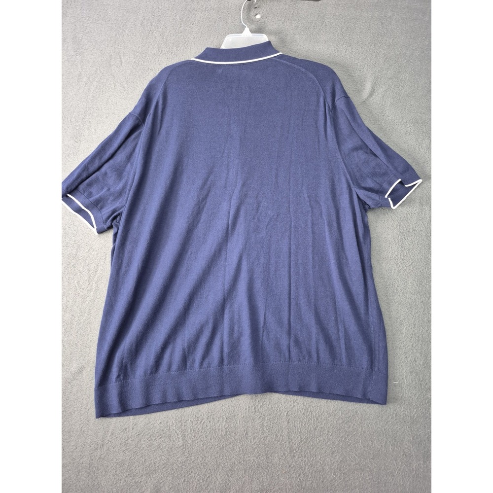 Hart Schaffner Marx Men's Short-Sleeve Shirt Sweater XXL Blue Button Front NWT - Picture 2 of 8